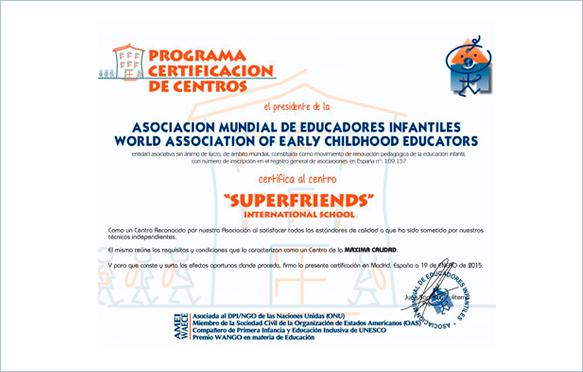 certificado amei waece - superfriends